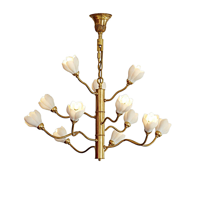 Floral Brass Chandelier Series With Flower Glass Shades - Image 6