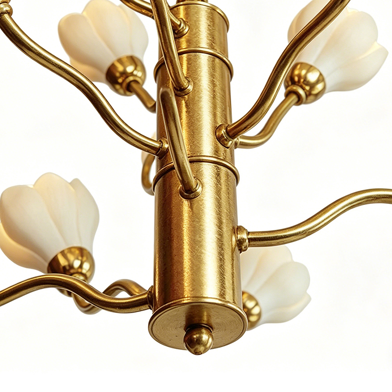 Floral Brass Chandelier Series With Flower Glass Shades - Image 2