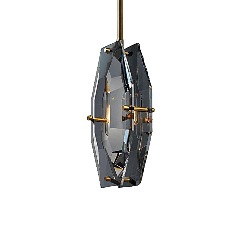 Faceted Crystal & Brass Mini Pendant Light - Image 3