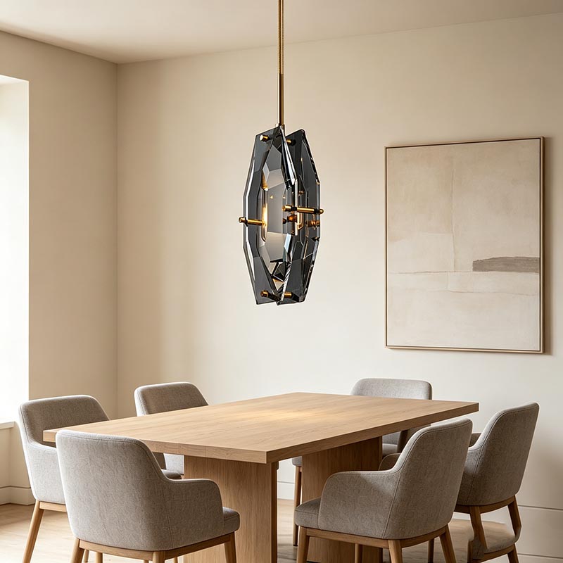 Faceted Crystal & Brass Mini Pendant Light