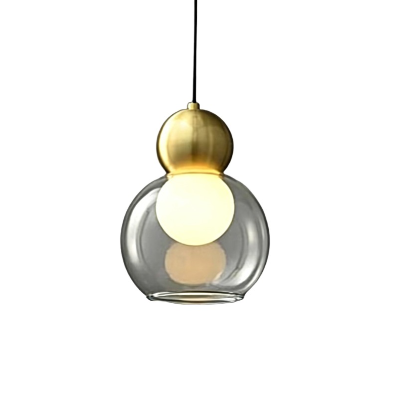 Minimalist Polished Brass Pendant Lights, Multi-Form Clear Glass Decor Fixtures - Image 4