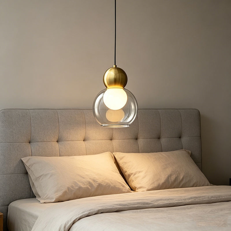 Minimalist Polished Brass Pendant Lights, Multi-Form Clear Glass Decor Fixtures - Image 2
