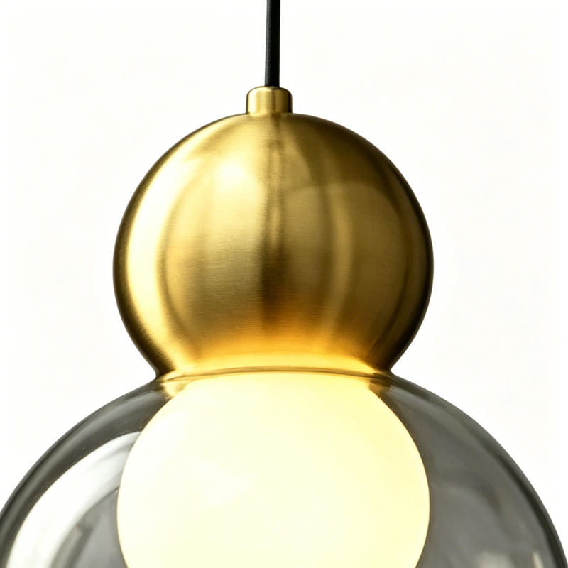 Minimalist Polished Brass Pendant Lights, Multi-Form Clear Glass Decor Fixtures - Image 3