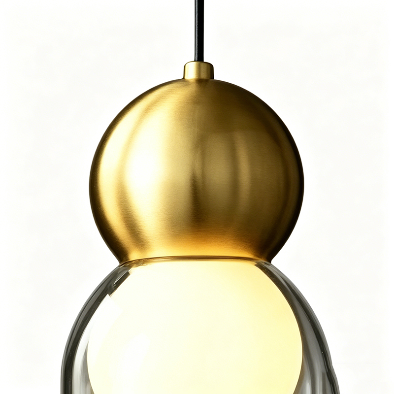 Minimalist Polished Brass Pendant Lights, Multi-Form Clear Glass Decor Fixtures - Image 6