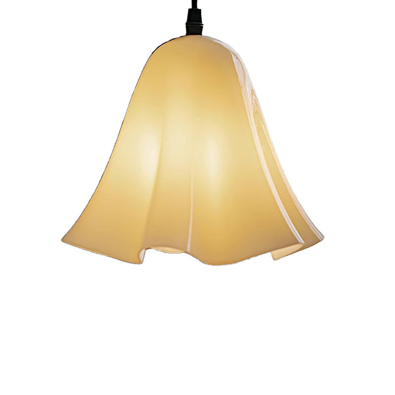 Cream Fluted Glass Bell Pendant Light - Image 3