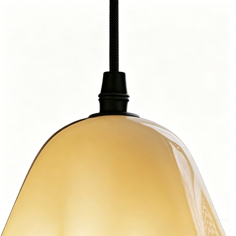 Cream Fluted Glass Bell Pendant Light - Image 2