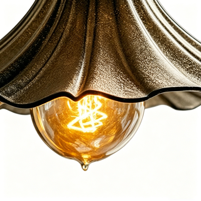 Brass & Ceramic Ruffled Pendant Light Duo - Image 6