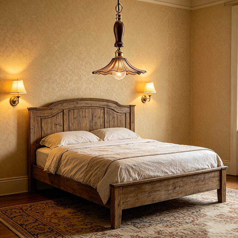 Brass, Wood & Ceramic Ruffled Pendant Light Set - Image 4