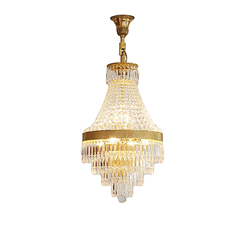 Empire Brass & Crystal Tiered Chandelier - Image 3