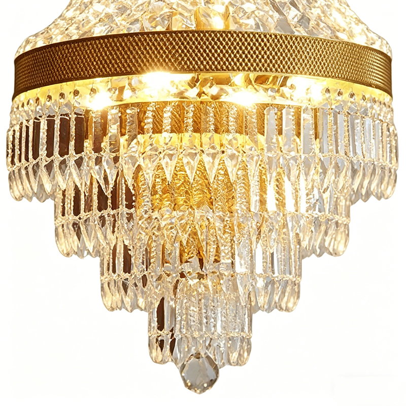 Empire Brass & Crystal Tiered Chandelier - Image 2