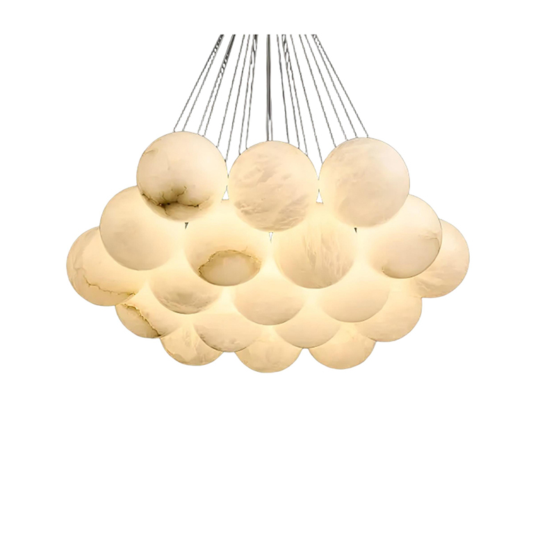 Cloud-Style Alabaster Orb Chandelier Duo - Image 2