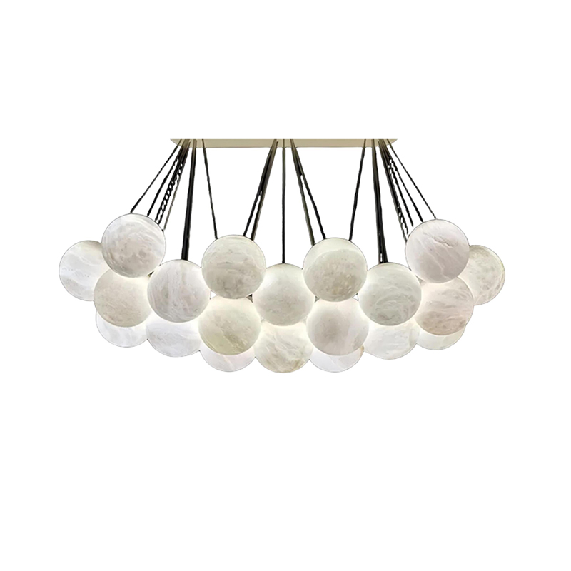 Cloud-Style Alabaster Orb Chandelier Duo - Image 4