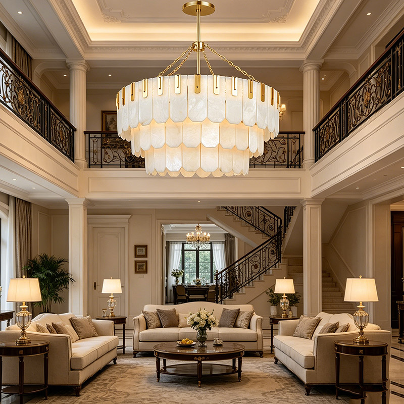 Tiered Alabaster & Brass Chandelier Collection - Image 7