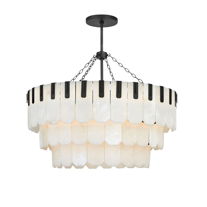 Tiered Alabaster & Brass Chandelier Collection - Image 12