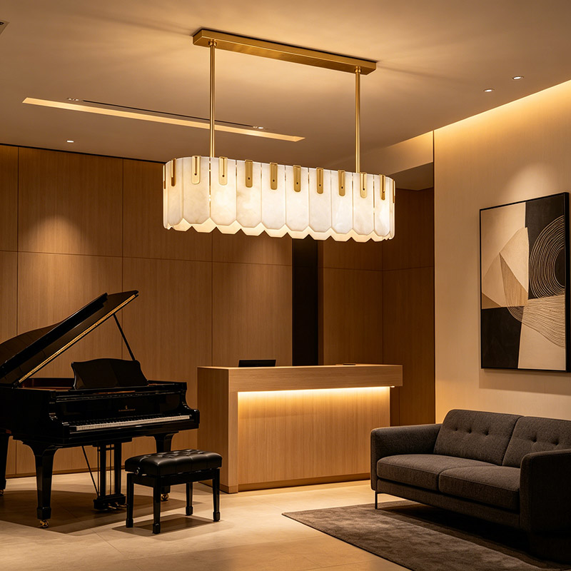 Tiered Alabaster & Brass Chandelier Collection - Image 13