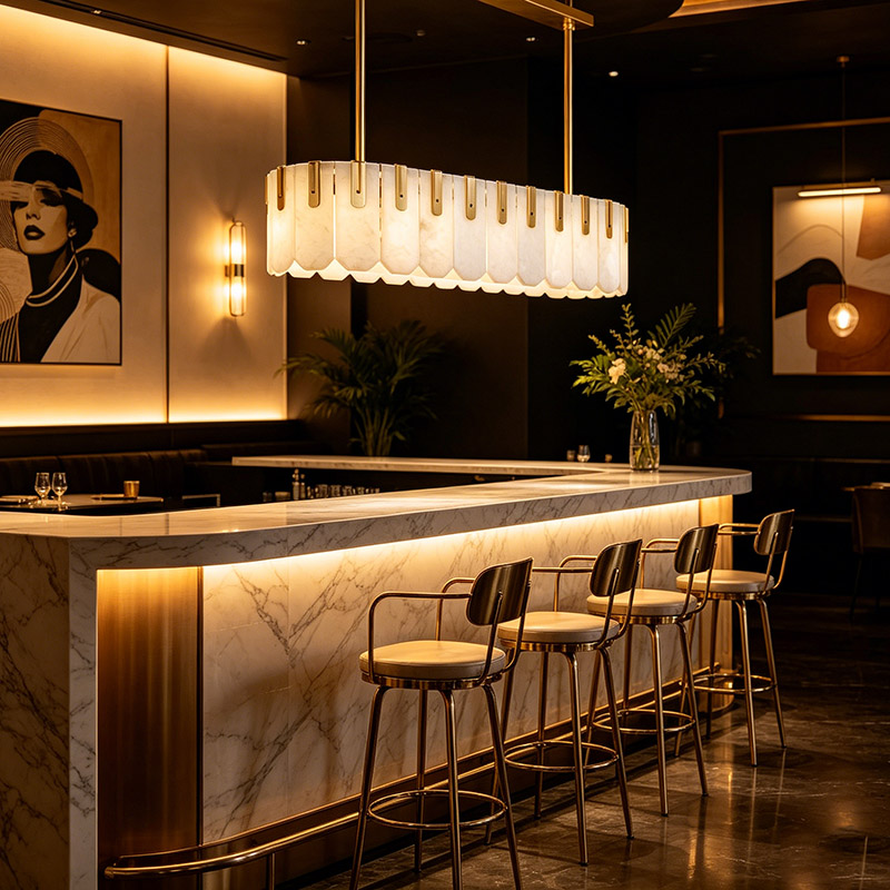 Tiered Alabaster & Brass Chandelier Collection - Image 14