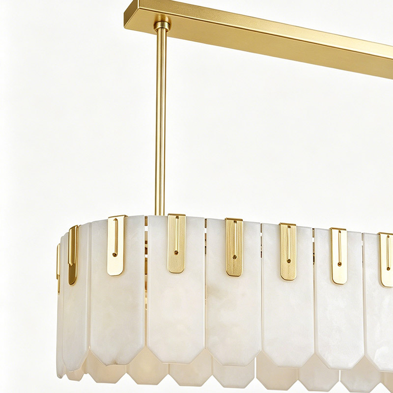 Tiered Alabaster & Brass Chandelier Collection - Image 15