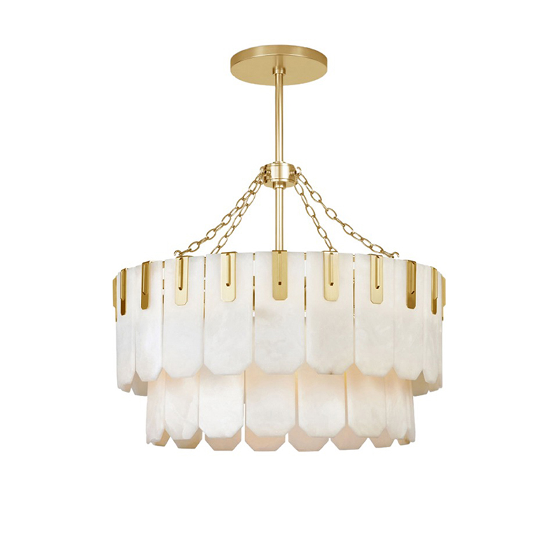 Tiered Alabaster & Brass Chandelier Collection - Image 3