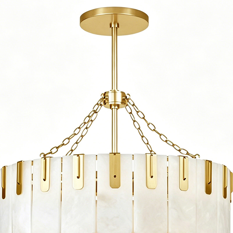 Tiered Alabaster & Brass Chandelier Collection - Image 2