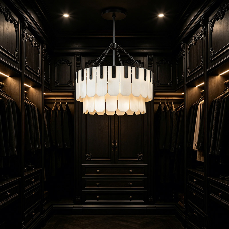 Tiered Alabaster & Brass Chandelier Collection - Image 4