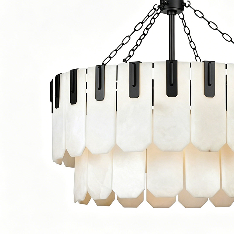 Tiered Alabaster & Brass Chandelier Collection - Image 5