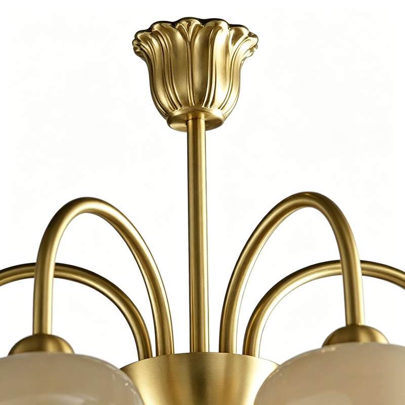 Minimalist Brass Chandelier With Tulip Resin Shades - Image 2