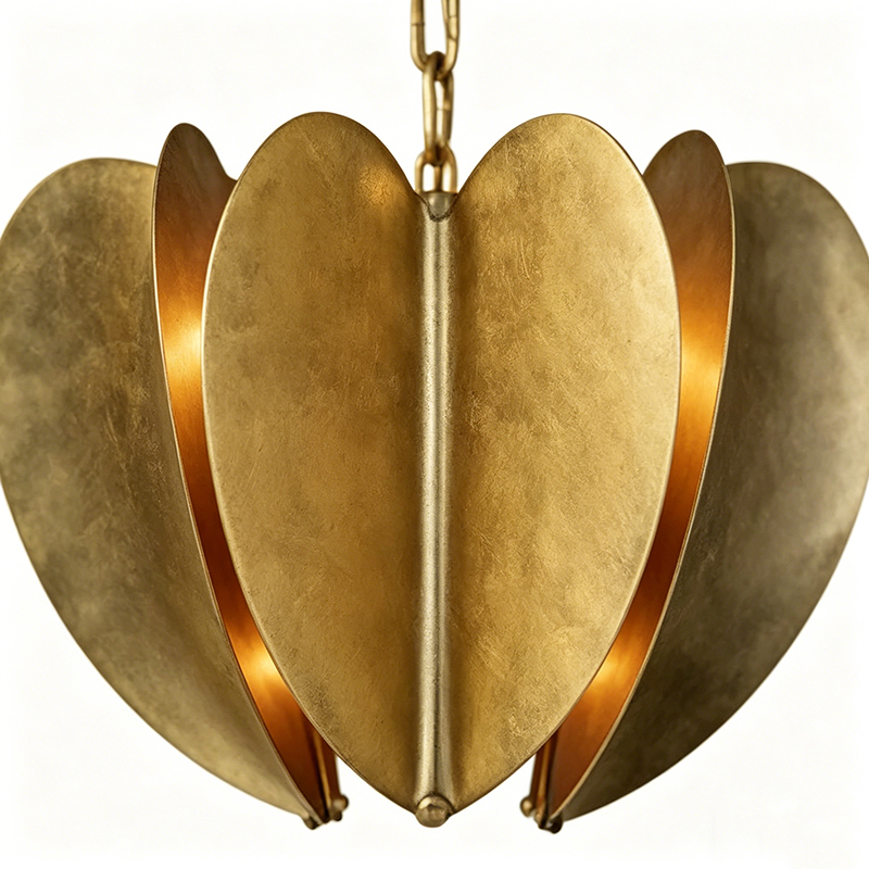 Gold Leaf Flower-Shaped Pendant Light Duo - Image 2