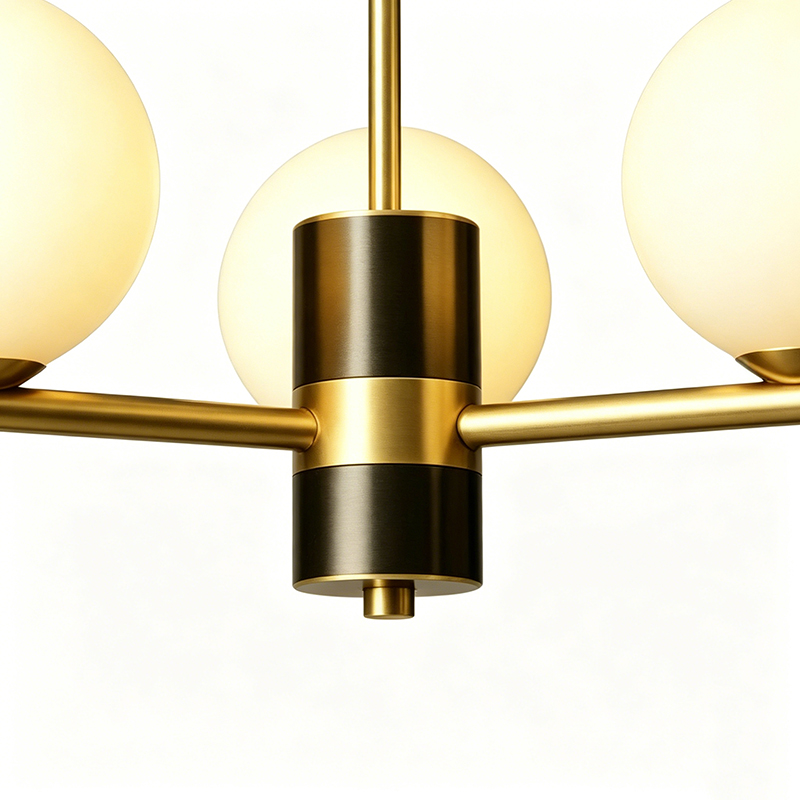 Modern Brass & Opal Glass Globe Chandelier Series - Image 2