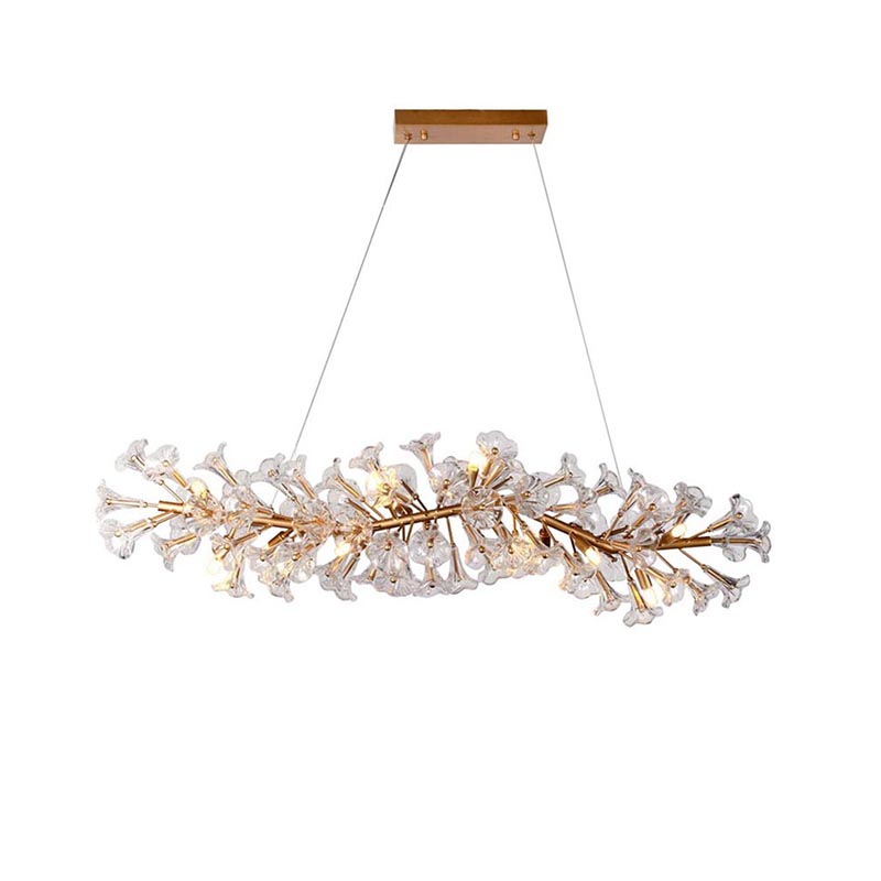 Floral Branch Brass Chandelier With Glass Flowers - Image 3