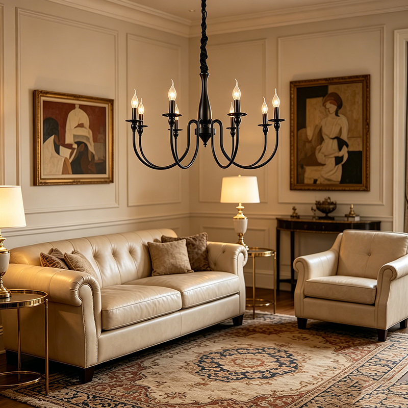 Matte Black Iron Candle Chandelier Series