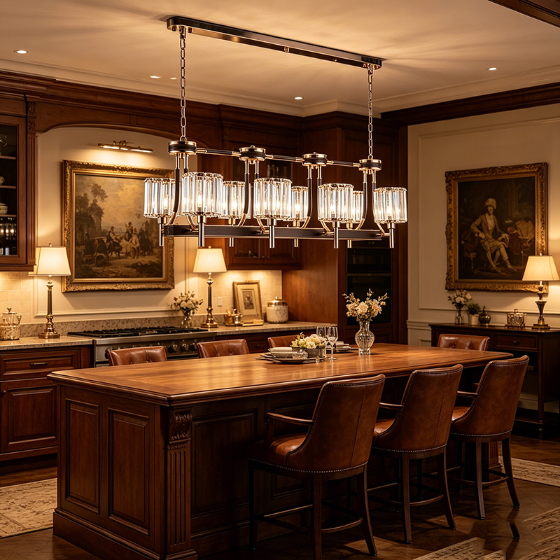 Polished Metal & Leather-Wrapped Crystal Chandelier Collection - Image 7