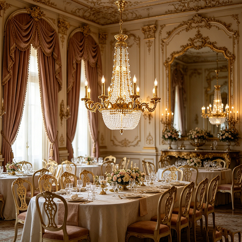 Empire Basket Brass & Crystal Chandelier Series