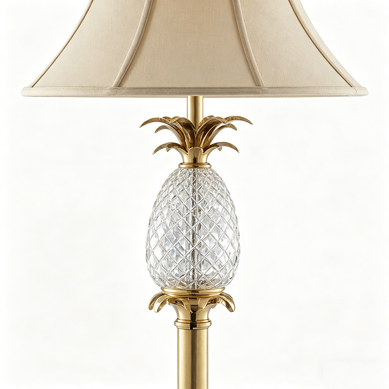 Traditional Brass Floor Lamp With Crystal Glass & Fabric Shade - Image 3