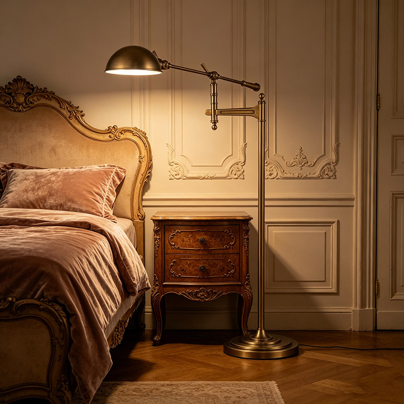 Vintage Brass Adjustable Task Floor Lamp Trio - Image 8