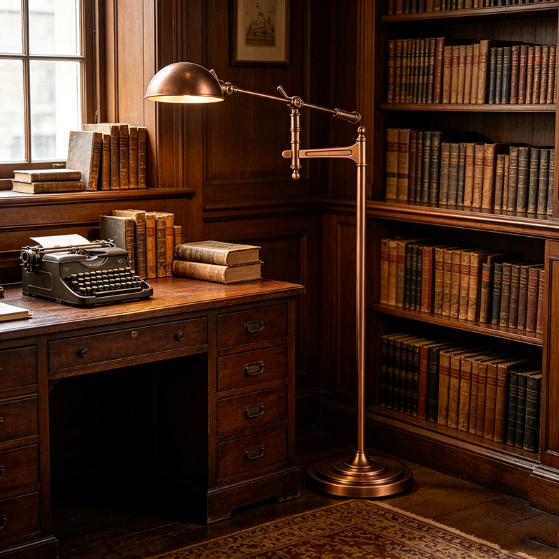 Vintage Brass Adjustable Task Floor Lamp Trio - Image 9