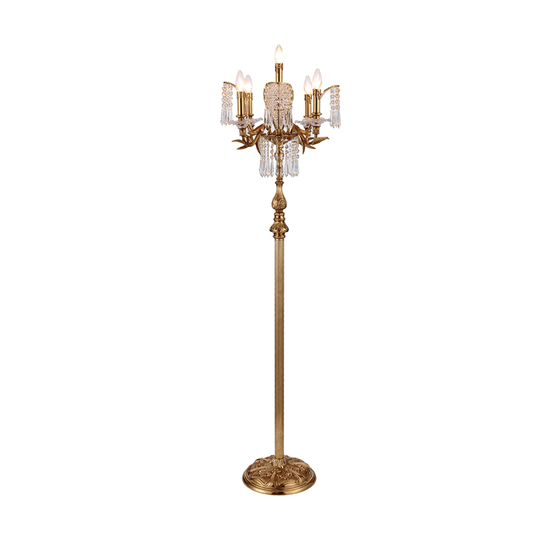 Regal Brass & Crystal Candelabra-Style Floor Lamp - Image 3
