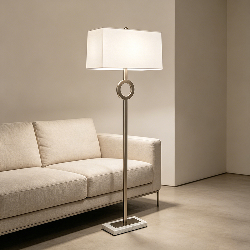 Minimalist Geometric Metal & Marble Floor Lamp Set - Image 2