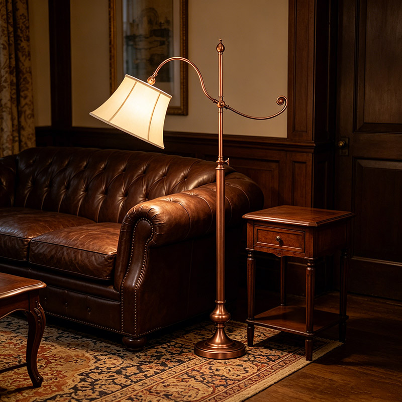 Ornate Adjustable Brass Task Floor Lamp