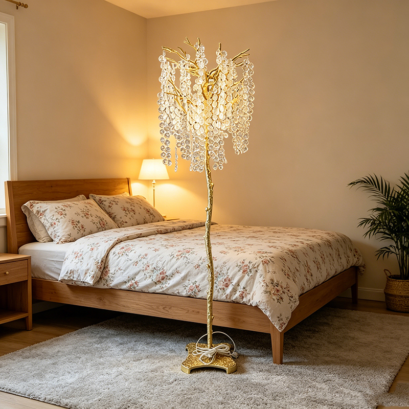 Golden Tree-Shaped Crystal Floor Lamp Set - Image 4
