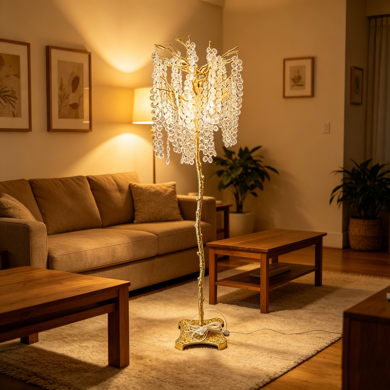 Golden Tree-Shaped Crystal Floor Lamp Set - Image 5