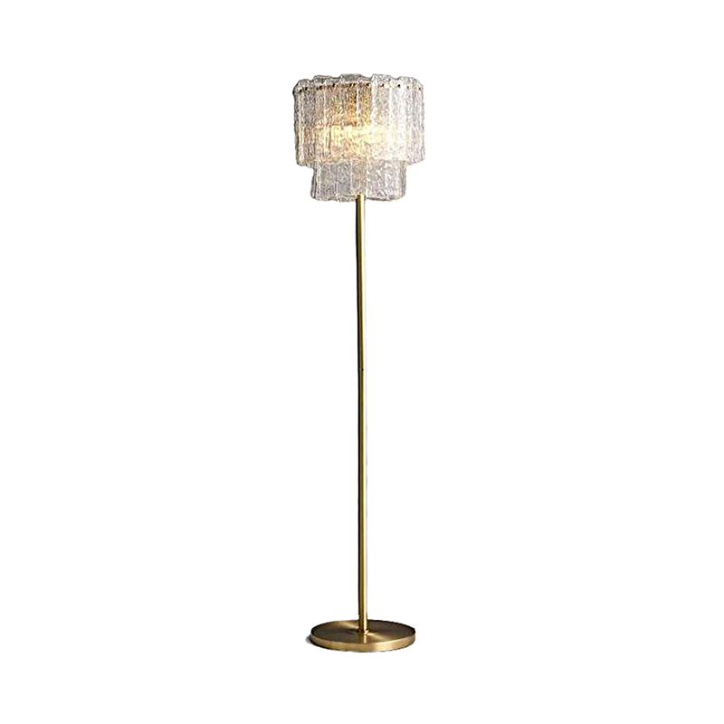 Tiered Textured Glass & Brass Floor Lamp - Image 4