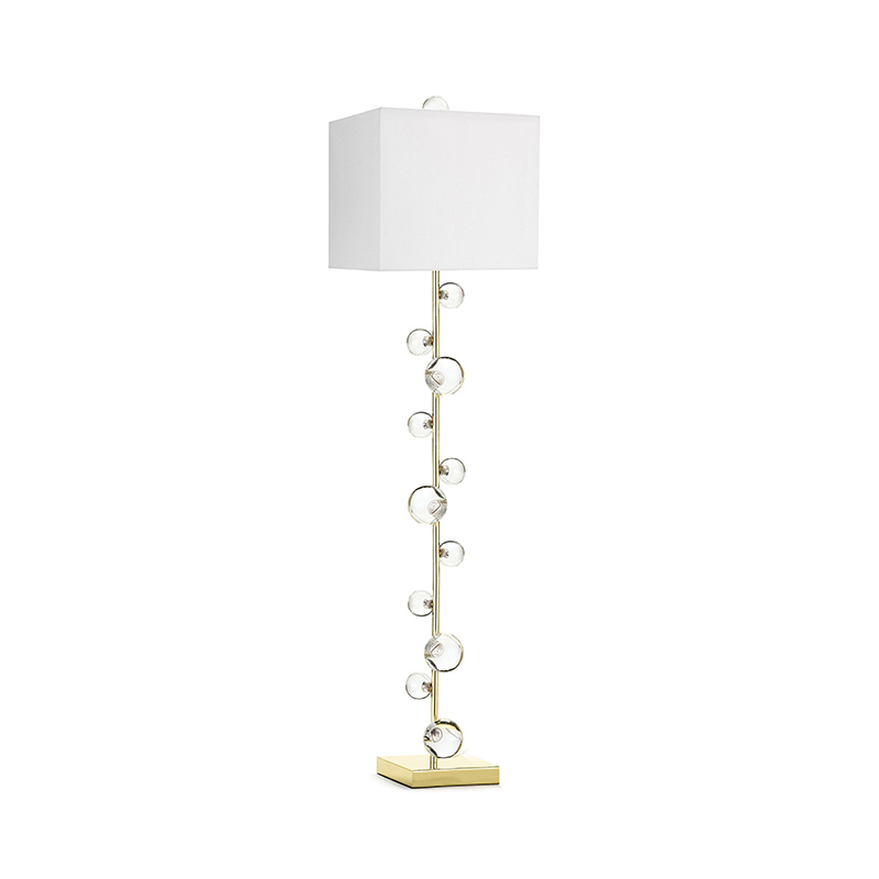 Modern Geometric Floor Lamp With Crystal Accents & Fabric Shade - Image 3