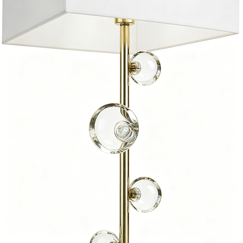 Modern Geometric Floor Lamp With Crystal Accents & Fabric Shade - Image 2