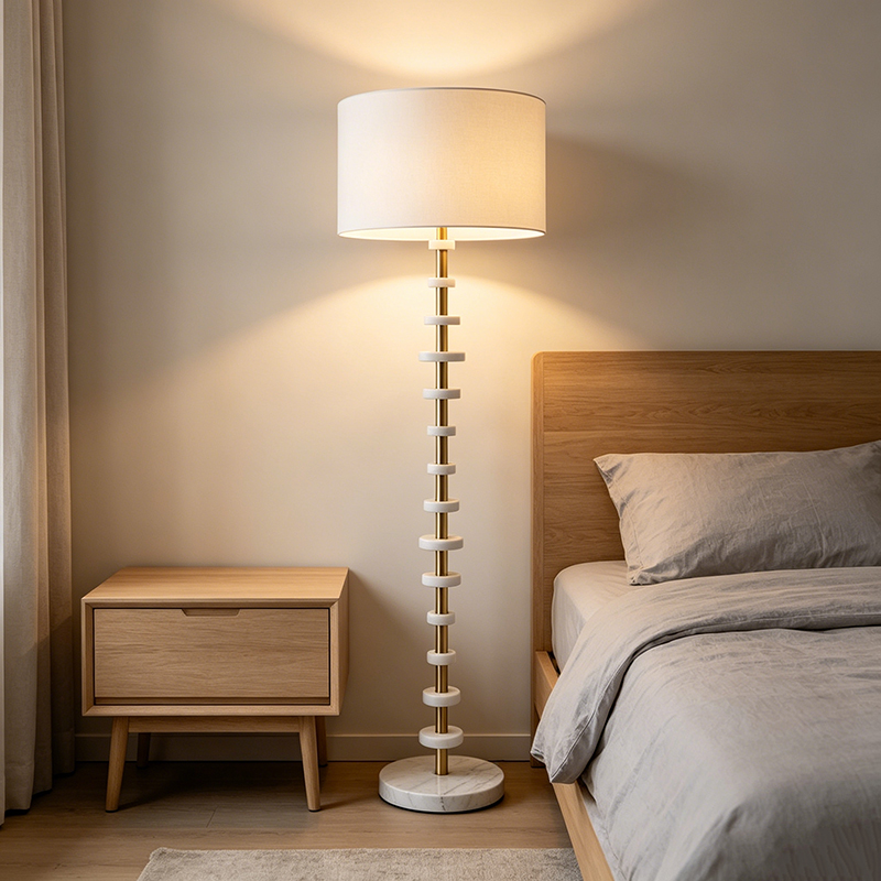 Tiered Marble & Metal Modern Floor Lamp - Image 2