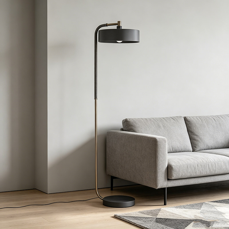 Modern Leather-Wrapped Task Floor Lamp