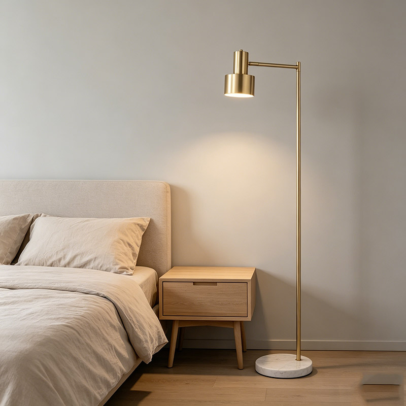 Modern Brass Task Floor Lamp Set With Marble Base