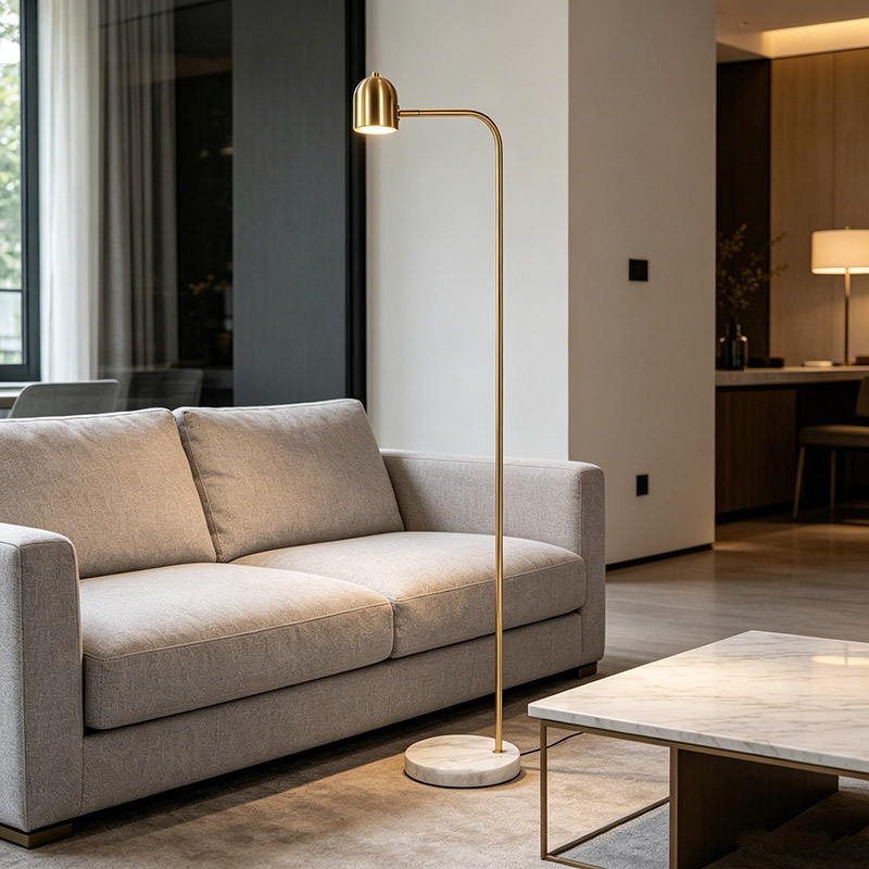 Modern Brass Task Floor Lamp Set With Marble Base - Image 4