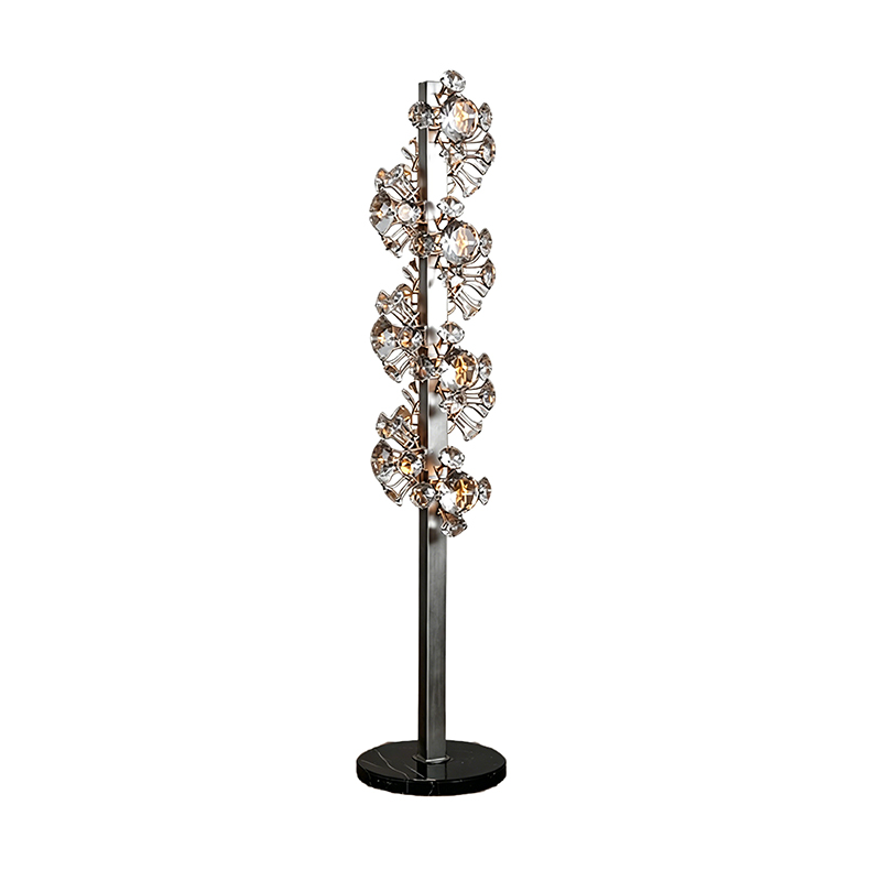 Modern Sculptural Crystal Floor Lamp With Marble Base - Image 4
