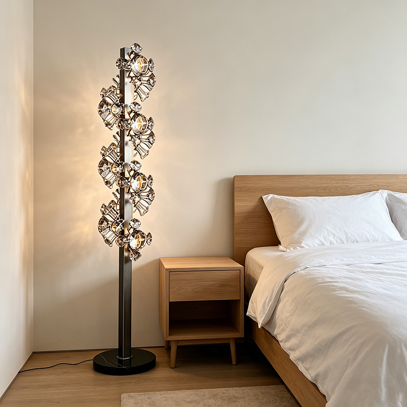 Modern Sculptural Crystal Floor Lamp With Marble Base - Image 2