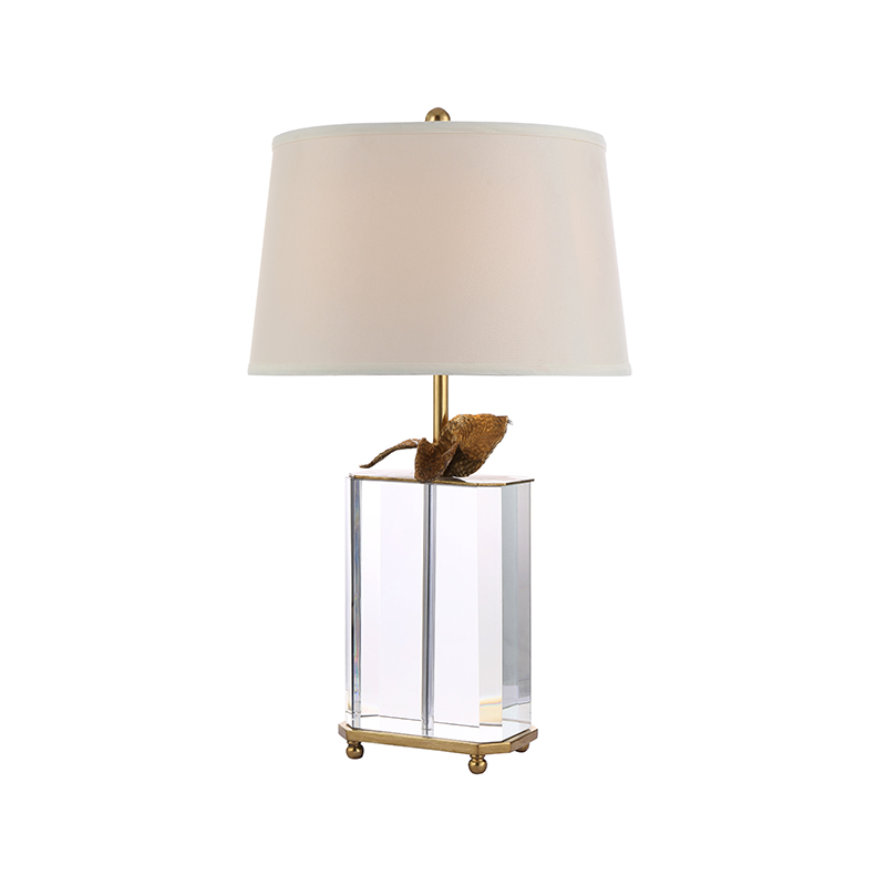 Modern Luxury Brass And Crystal Table Lamp With Pleated Fabric Shade - Image 3